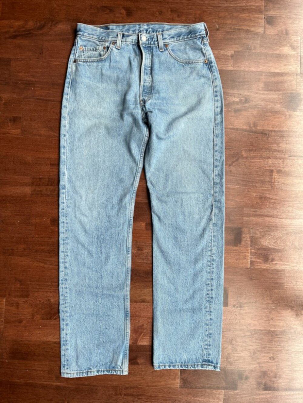 Levi's 501 Made in USA Fit 33 x 33 (Tagged 34 x 34) Light Blue Jeans